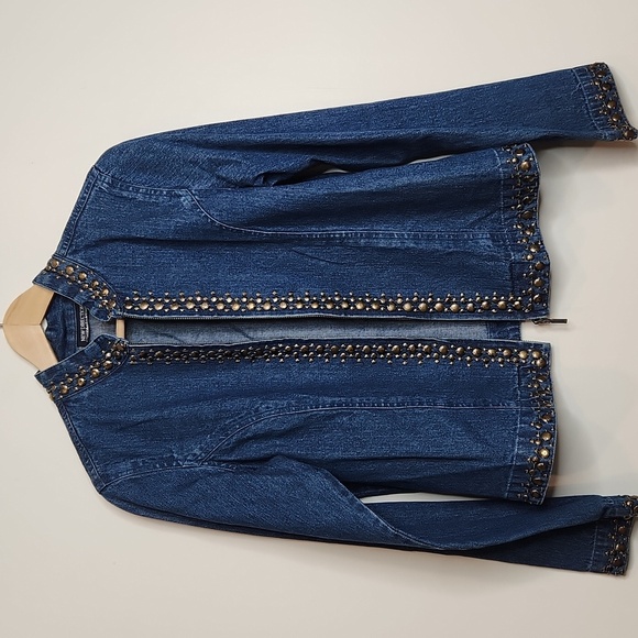 New Directions Studded Blue Jean Women's Jacket - Picture 2 of 4